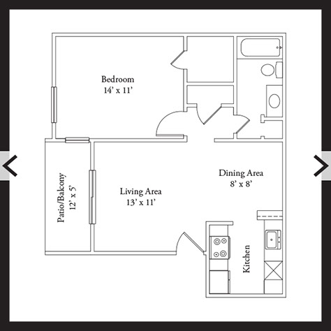 1 Bedroom 1 Bath 616 SF